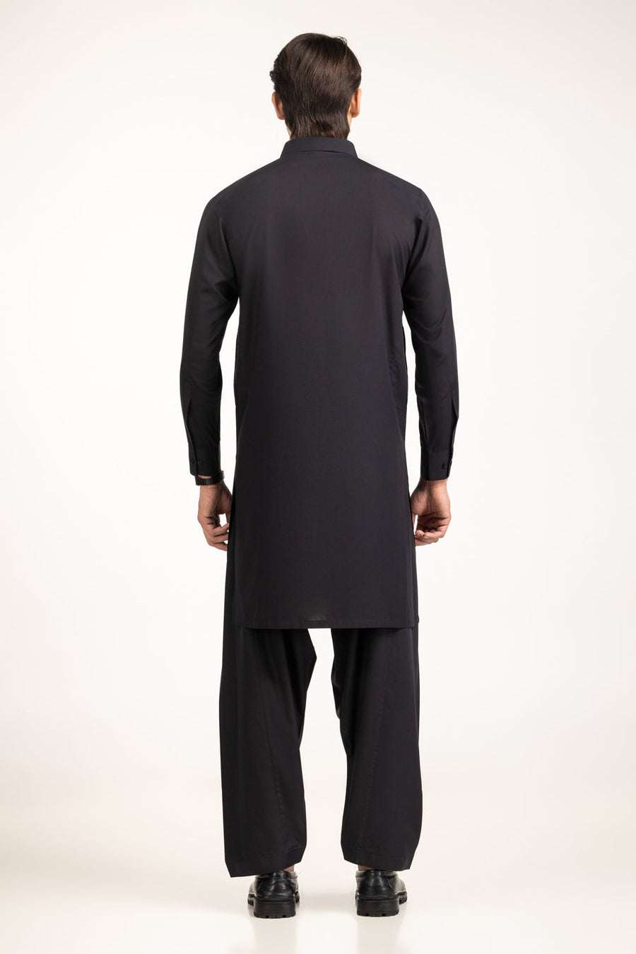 Midnight Navy Silk Cotton 2-Piece Men's Kurta | Polo Collar