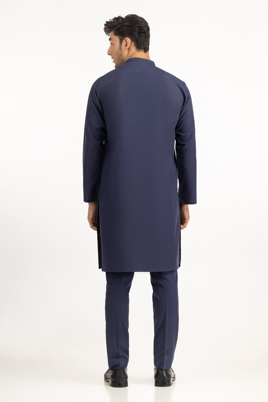 Midnight Navy Cotton 2-Piece Kurta Pajama | Mandarin Collar