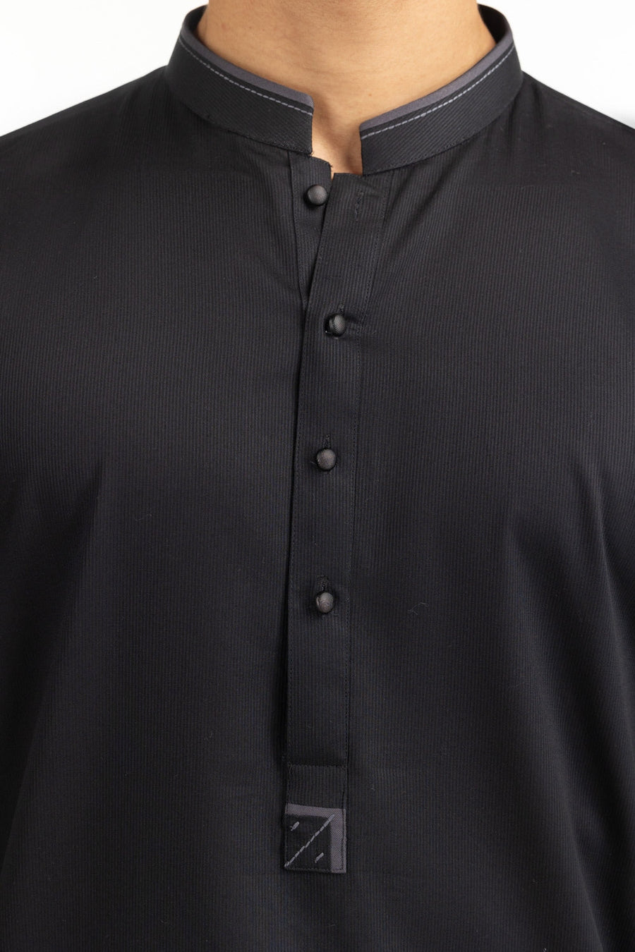 Midnight Cotton 2-Piece Kurta | Mandarin Collar Minimalist