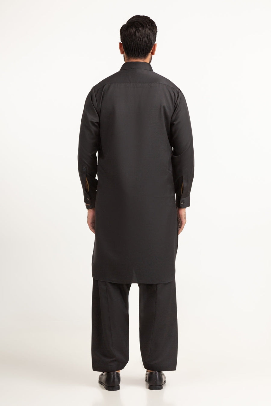 Midnight Cotton Kurta 2-Piece | Classic Collar Half-Button