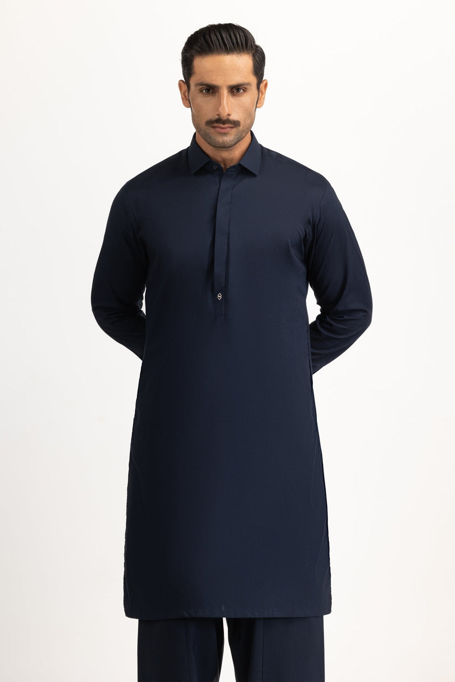 Midnight Navy Silk 2-Piece Kameez Shalwar | Minimalist