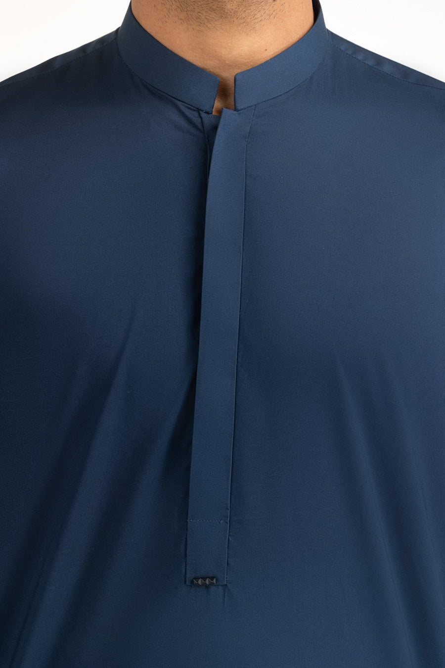 Midnight Navy Mulberry Silk 2-Piece Kurta | Mandarin Collar