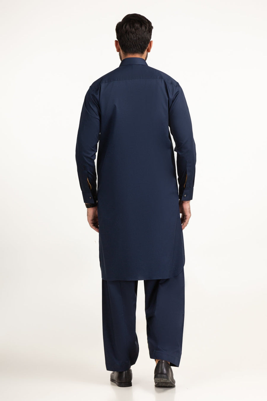 Midnight Navy Cotton 3-Piece Kurta | Tailored Collar