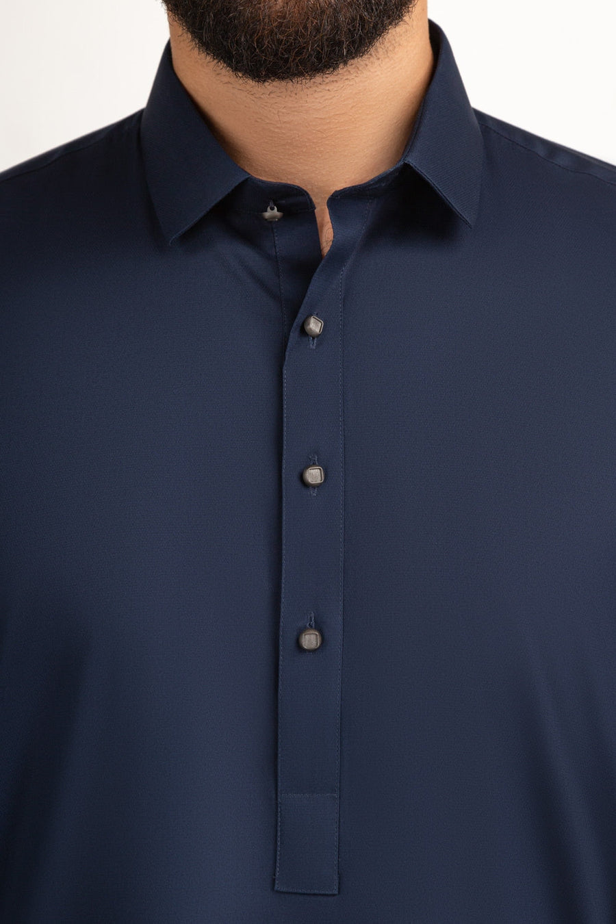 Midnight Navy Cotton Lawn 2-Piece Kurta | Button-Front Tunic