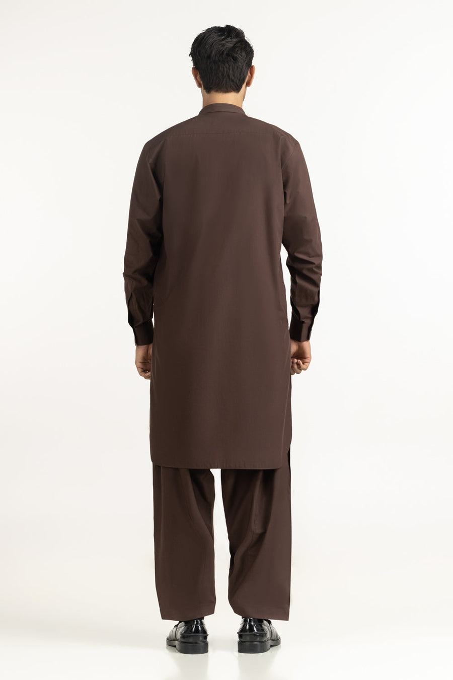 Chocolate Brown Cotton 1-Piece Kurta | Mandarin Collar