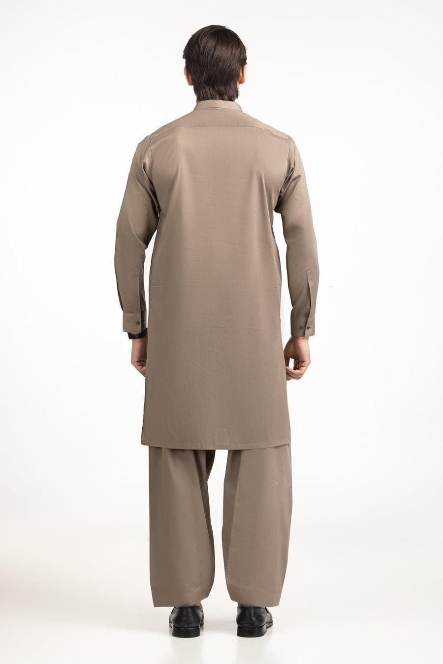 Taupe Silk 2-Piece Men's Kurta | Mandarin Collar