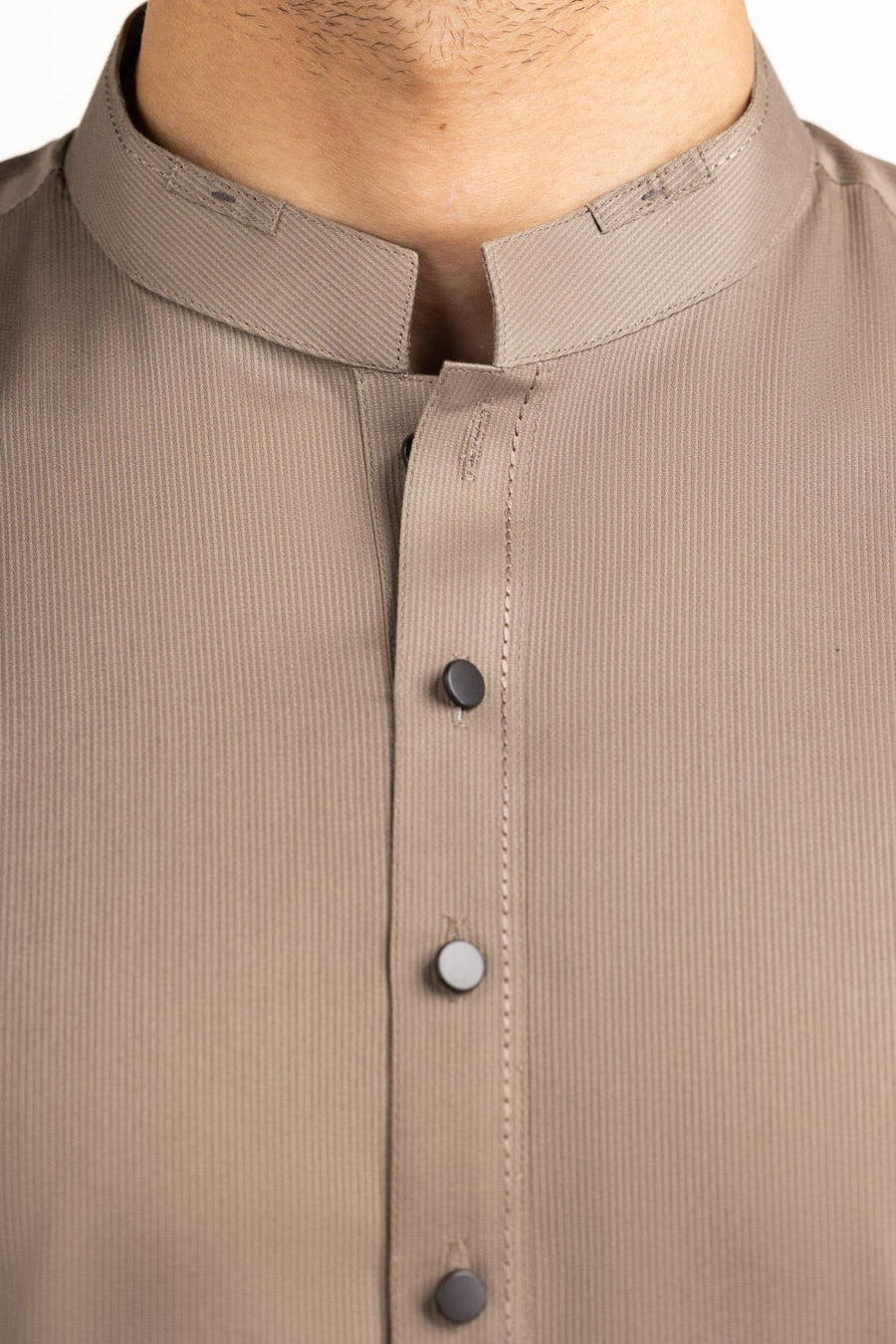 Taupe Silk 2-Piece Men's Kurta | Mandarin Collar