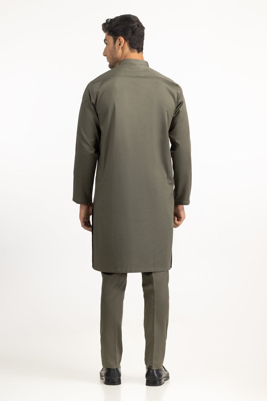 Sage Green Mulberry Silk 2-Piece Kurta | Half-Button Mandarin Collar