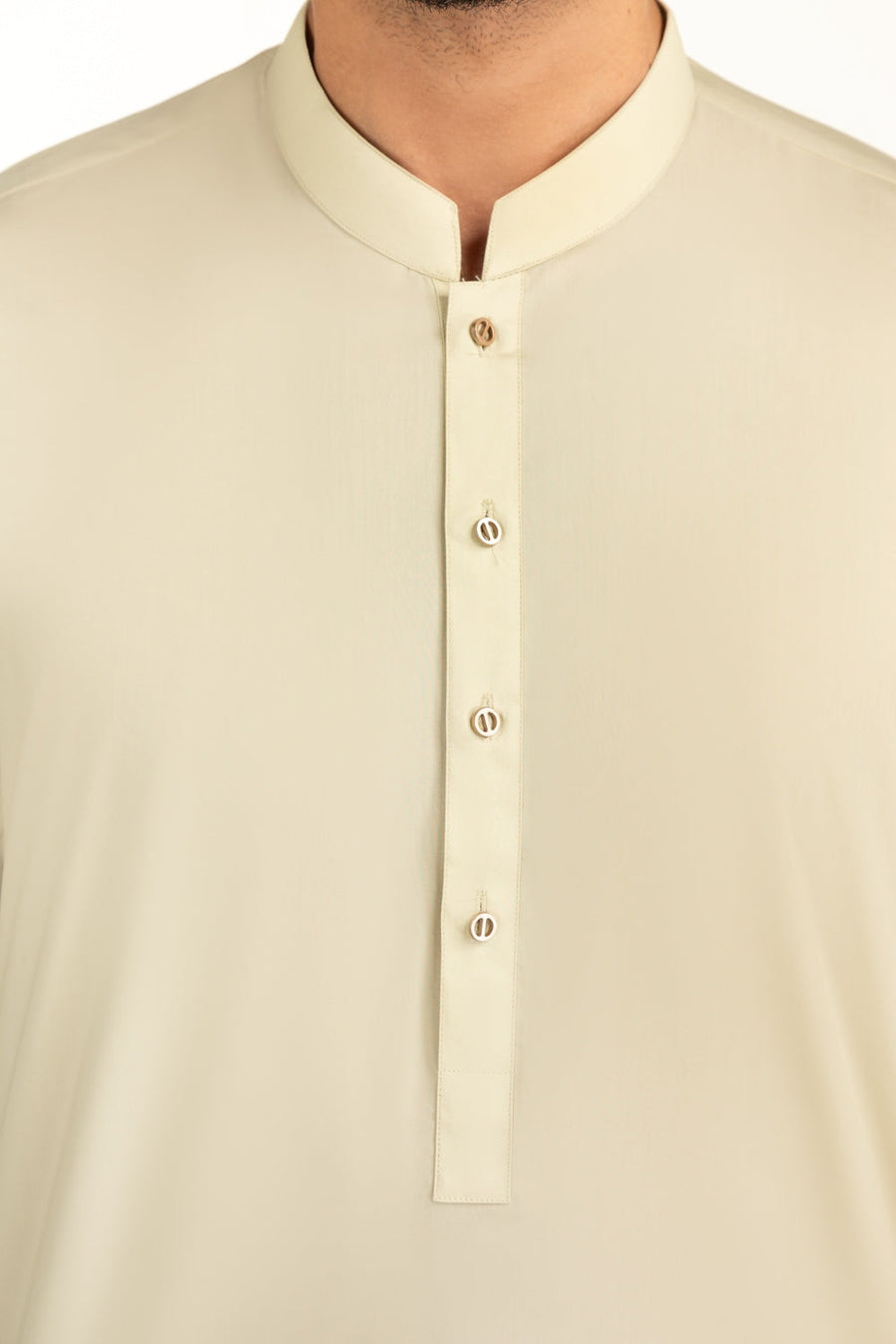 Ivory Giza Cotton 2-Piece Kurta | Mandarin Collar