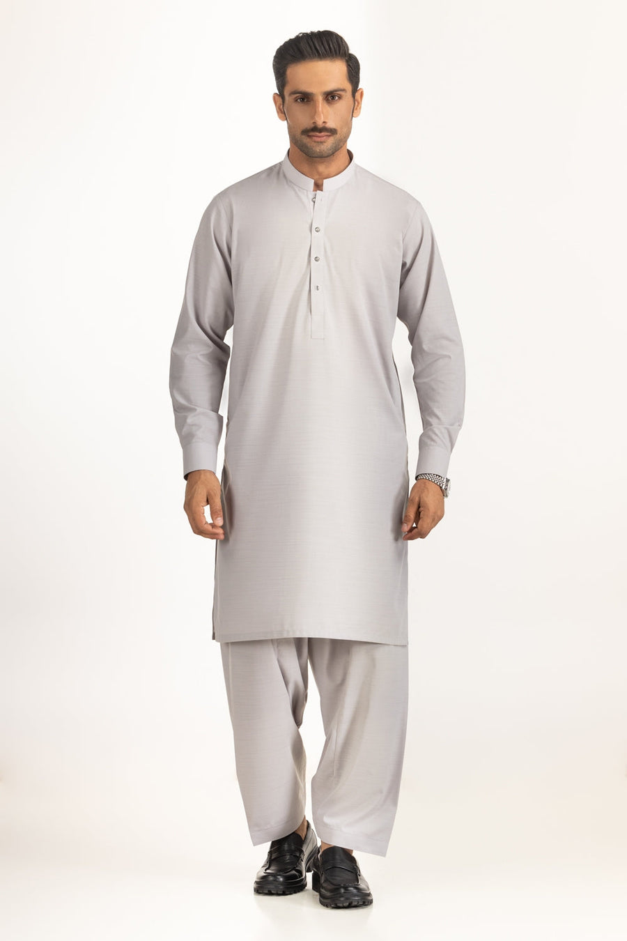 Ivory Organic Cotton 2-Piece Kurta Shalwar | Mandarin Collar