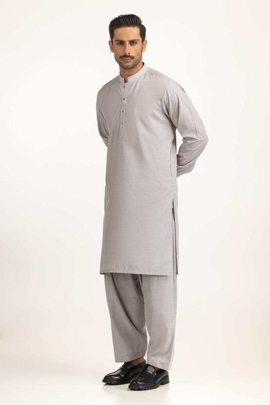 Ivory Organic Cotton 2-Piece Kurta Shalwar | Mandarin Collar