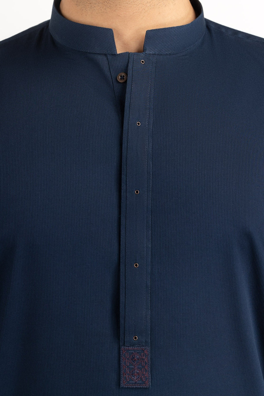 Midnight Navy Silk 3-Piece Kurta | Mandarin Collar