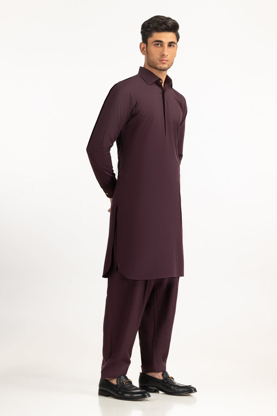 Burgundy Cotton Lawn 2-Piece Kurta | Relaxed Fit