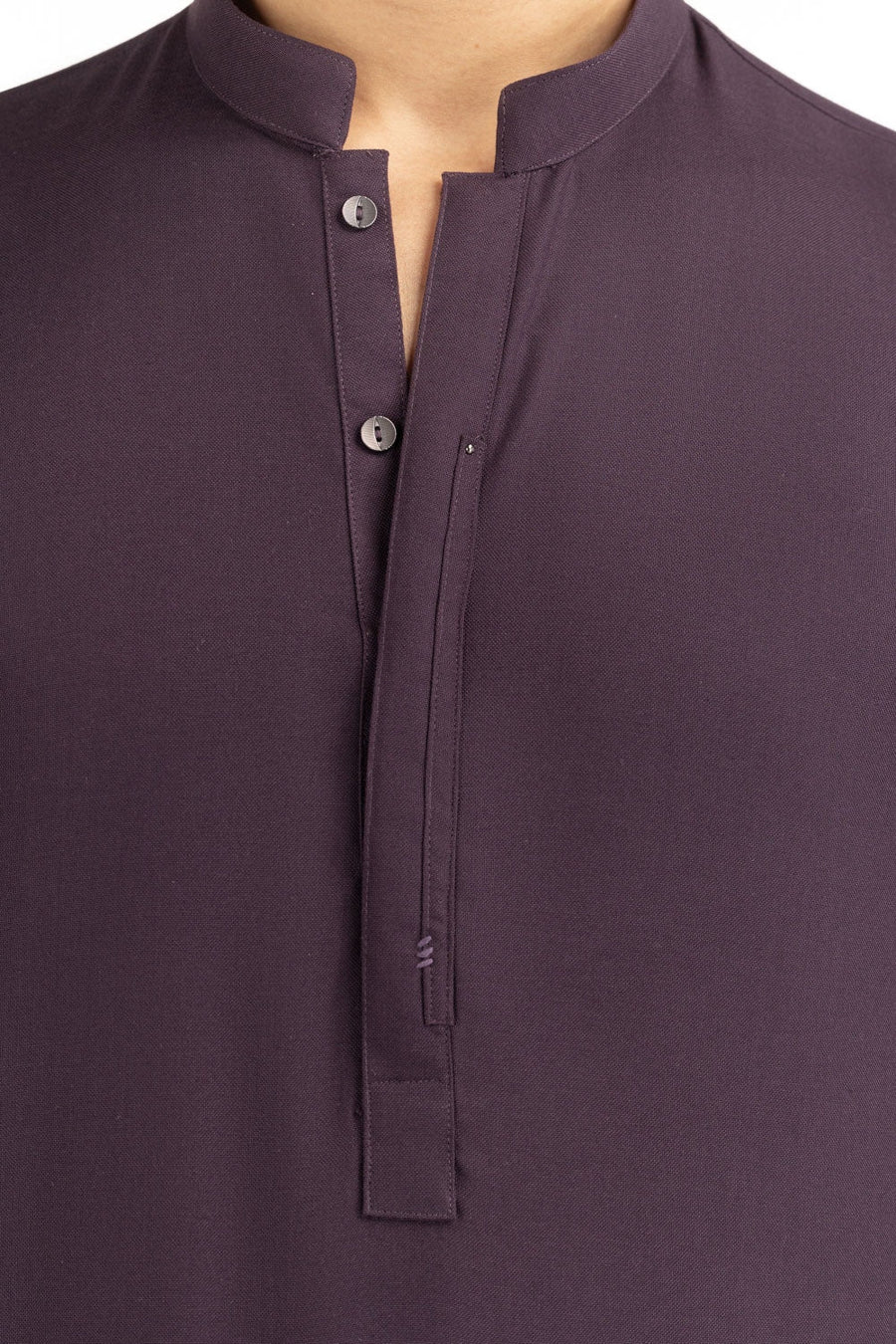 Brinjal Cotton 1-Piece Kurta | Mandarin Collar