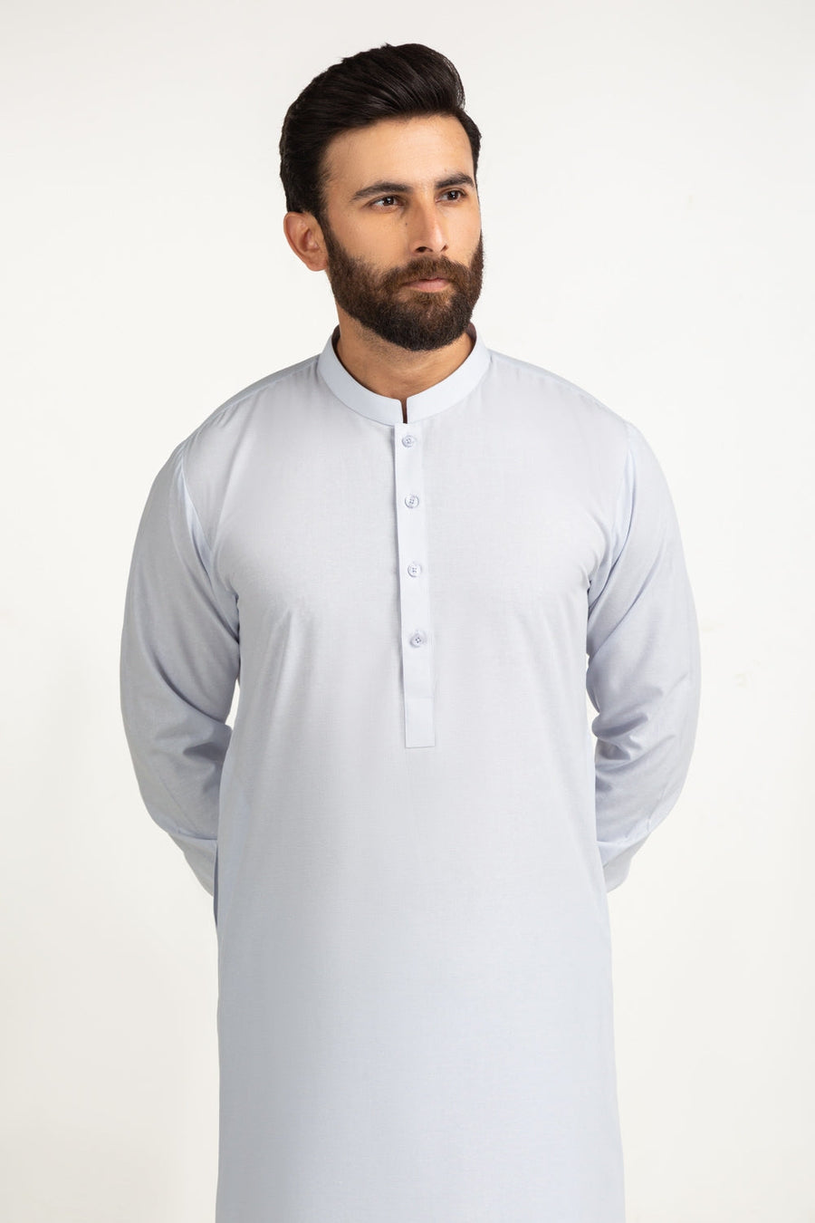 Off-White Cotton 2-Piece Kurta | Mandarin Collar Henley