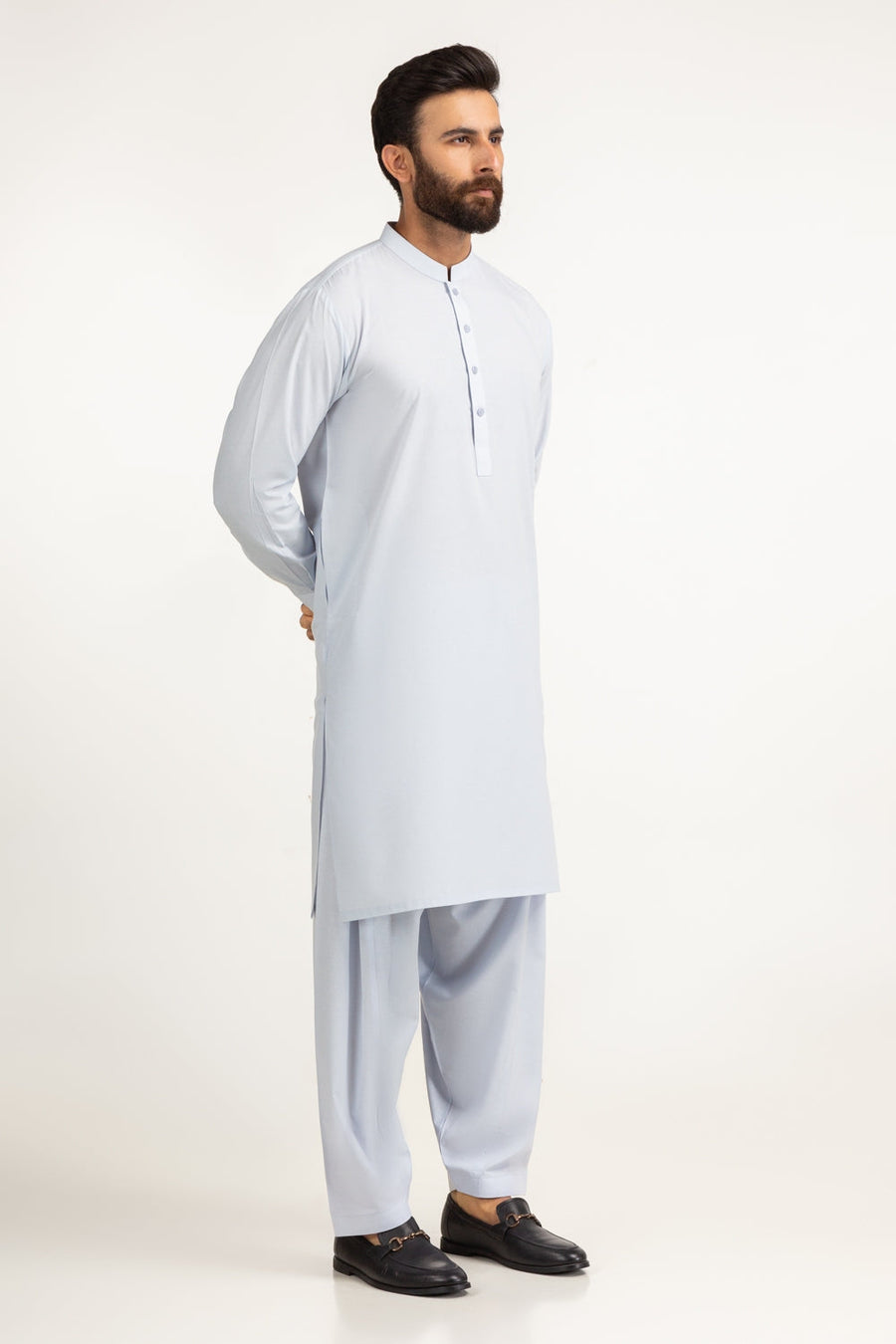 Off-White Cotton 2-Piece Kurta | Mandarin Collar Henley