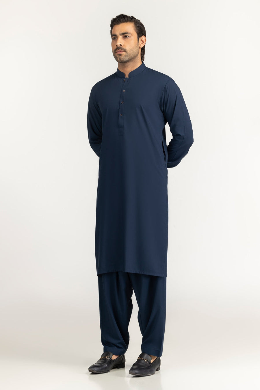 Charcoal Silk Blend 2-Piece Salwar Kameez | Minimalist