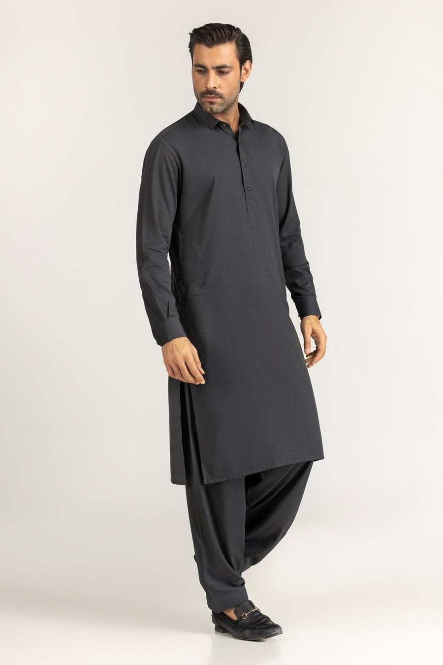 Charcoal Silk Blend 2-Piece Salwar Kameez | Minimalist