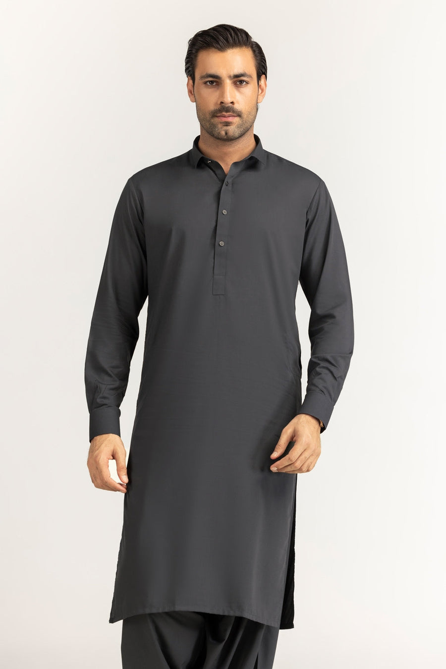 Charcoal Silk Blend 2-Piece Salwar Kameez | Minimalist