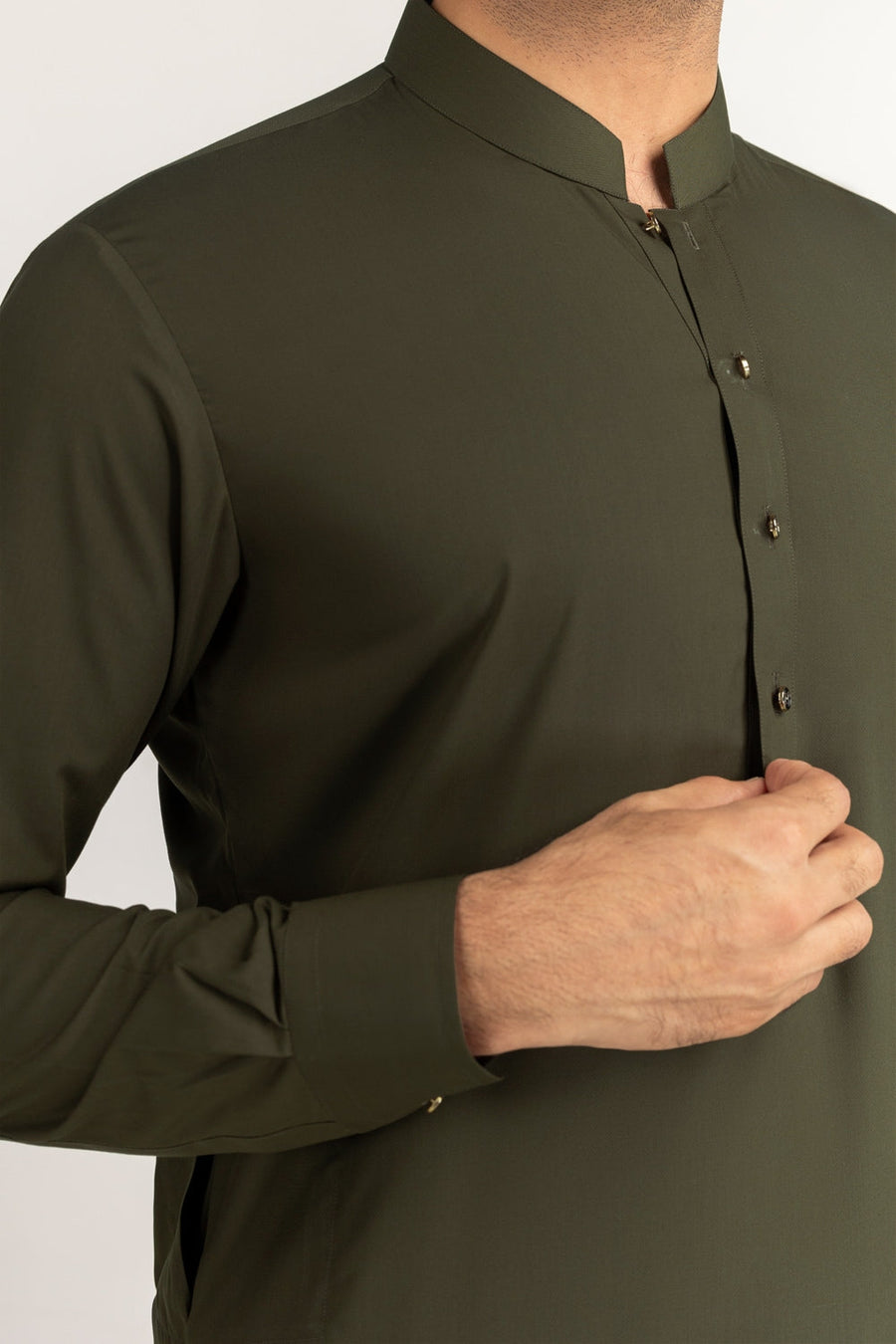 Caramel Cotton 2-Piece Kurta Set | Mandarin Collar
