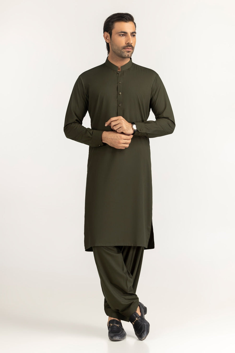 Caramel Cotton 2-Piece Kurta Set | Mandarin Collar