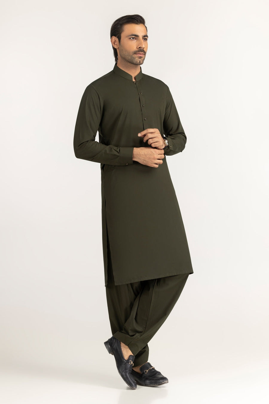 Caramel Cotton 2-Piece Kurta Set | Mandarin Collar
