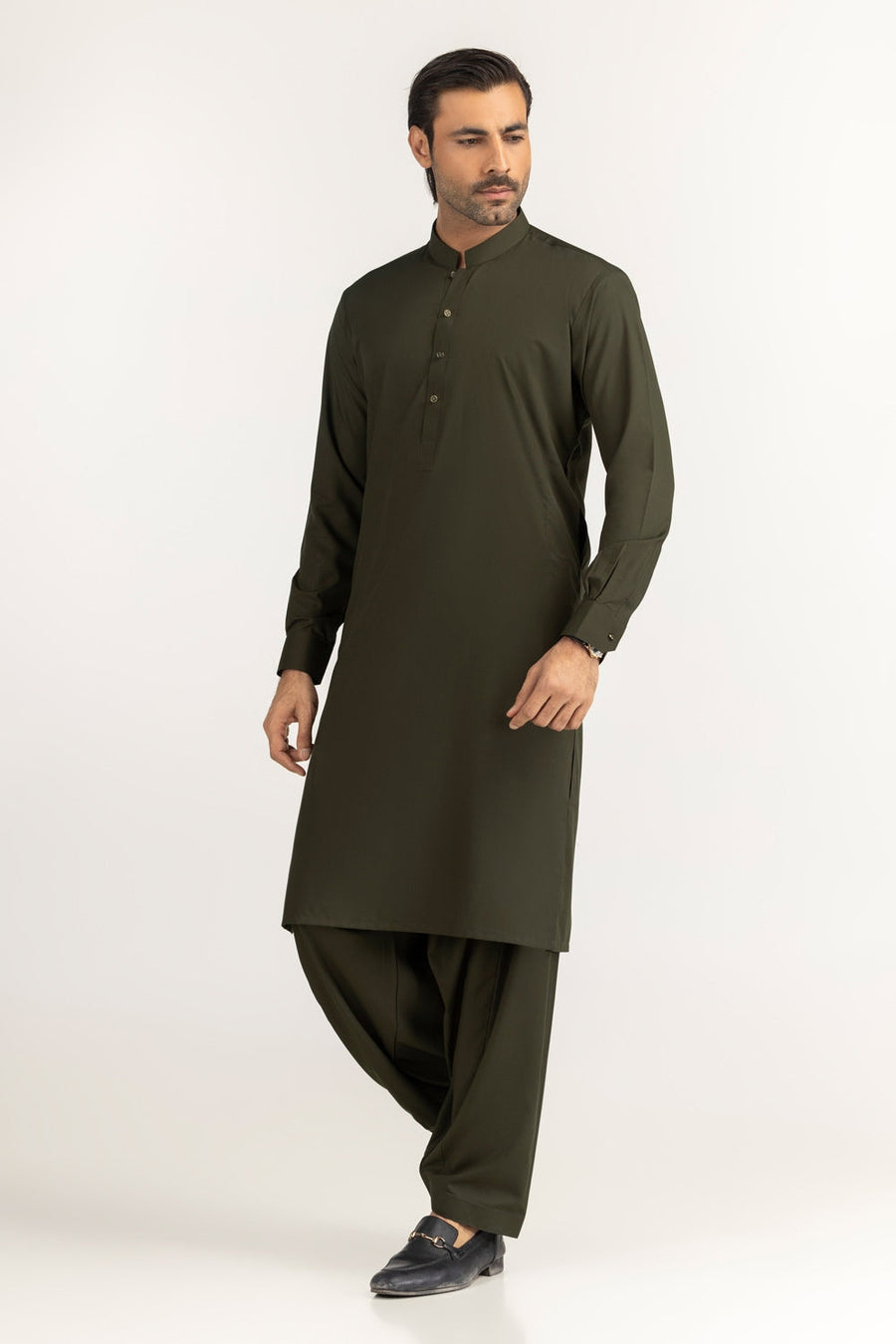 Caramel Cotton 2-Piece Kurta Set | Mandarin Collar