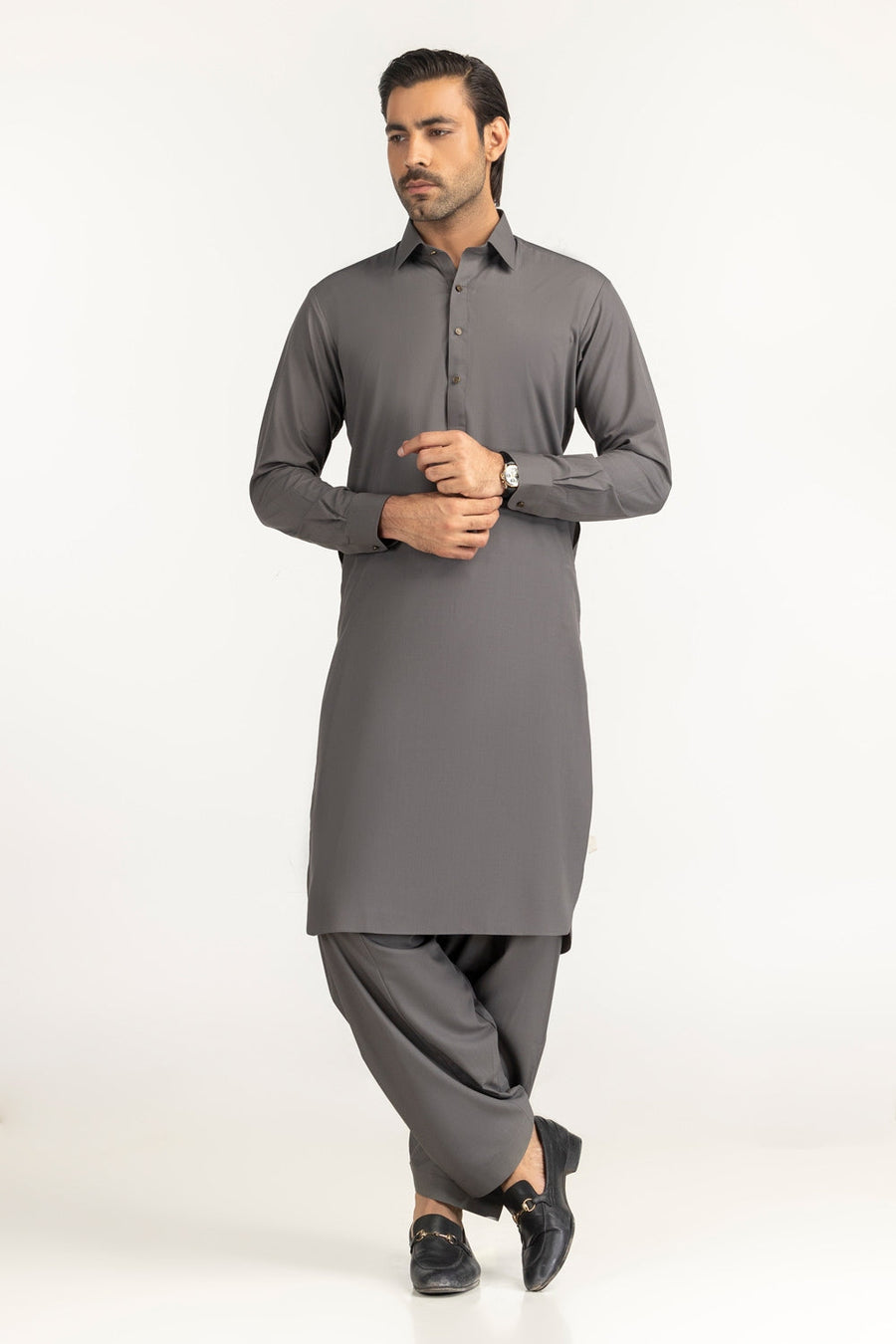 Caramel Cotton 2-Piece Kurta Set | Mandarin Collar