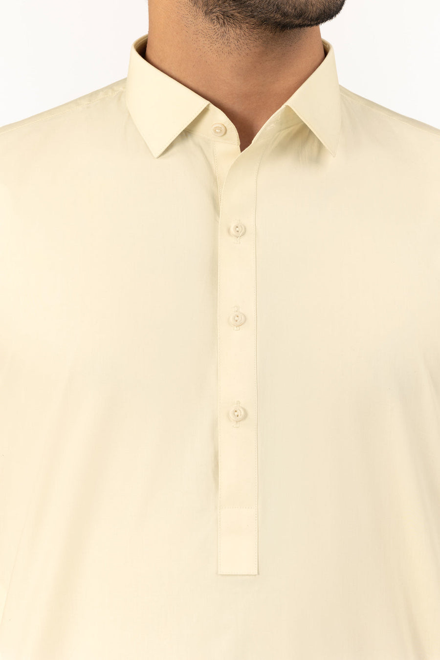 Ivory Cotton 2-Piece Kurta Set | Classic Collar Tunic