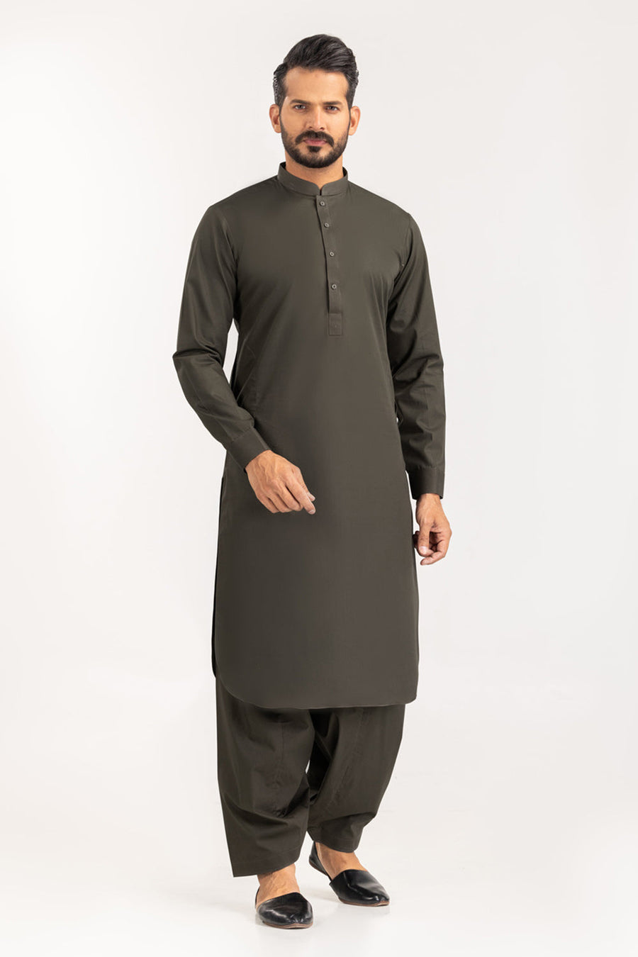Ivory Cotton 2-Piece Kurta Set | Classic Collar Tunic