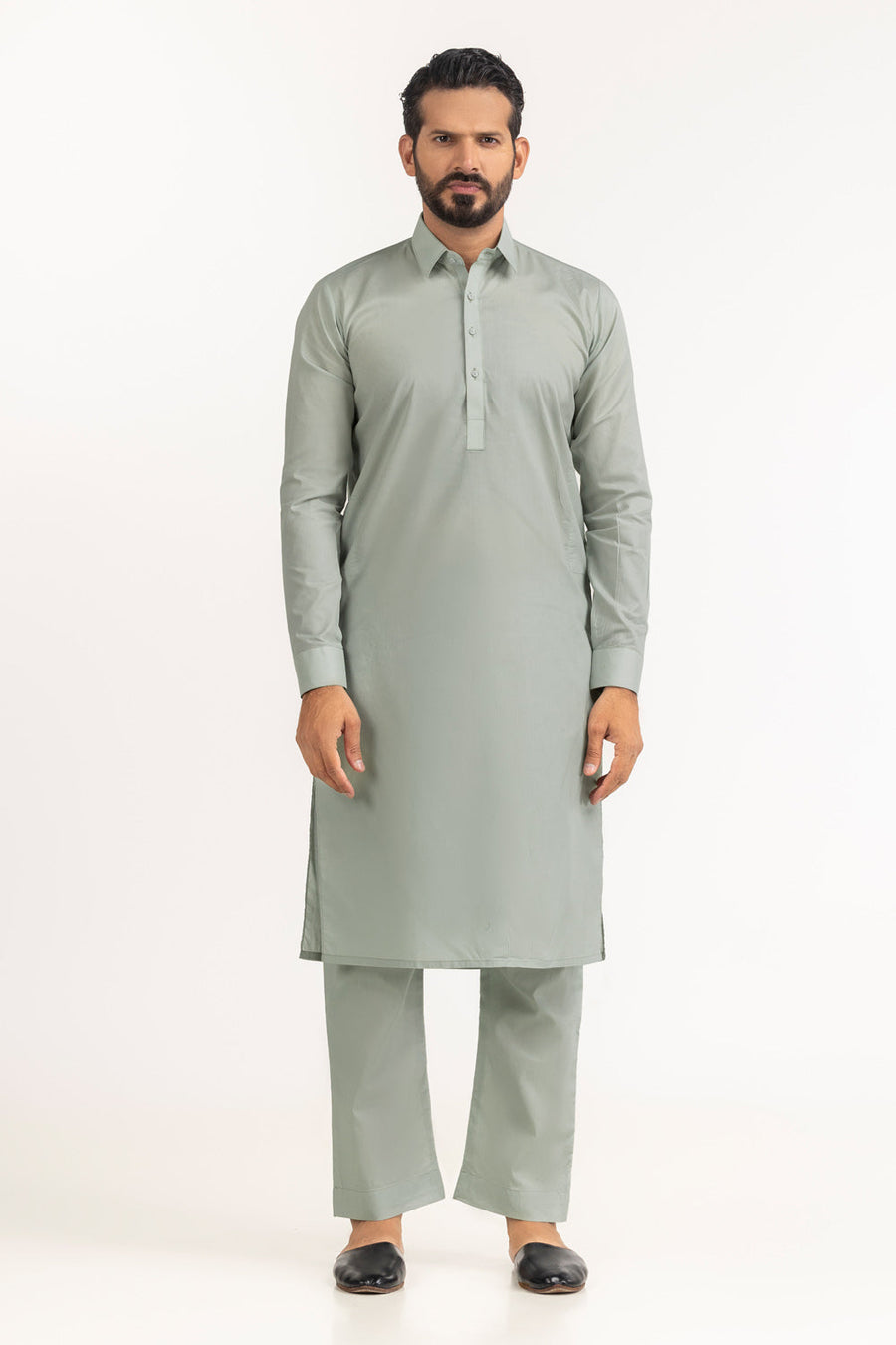 Ivory Cotton 2-Piece Kurta Set | Classic Collar Tunic