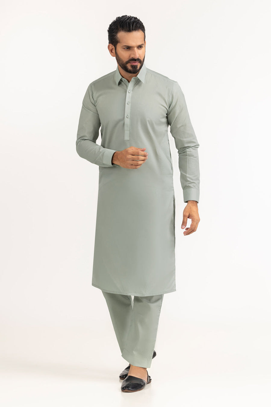 Ivory Cotton 2-Piece Kurta Set | Classic Collar Tunic