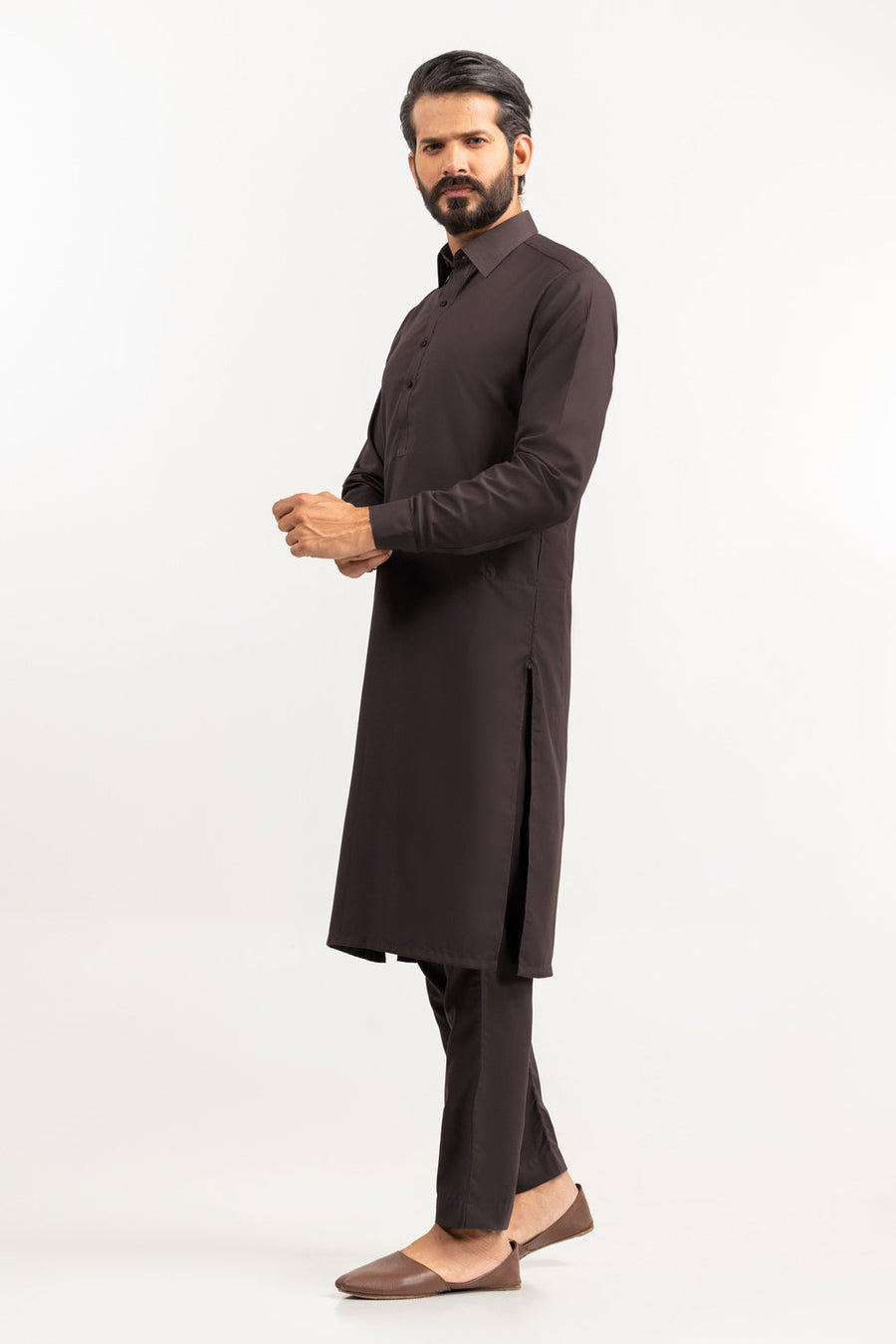 Off-White Silk Linen 2-Piece Men's Kurta | Mandarin Collar