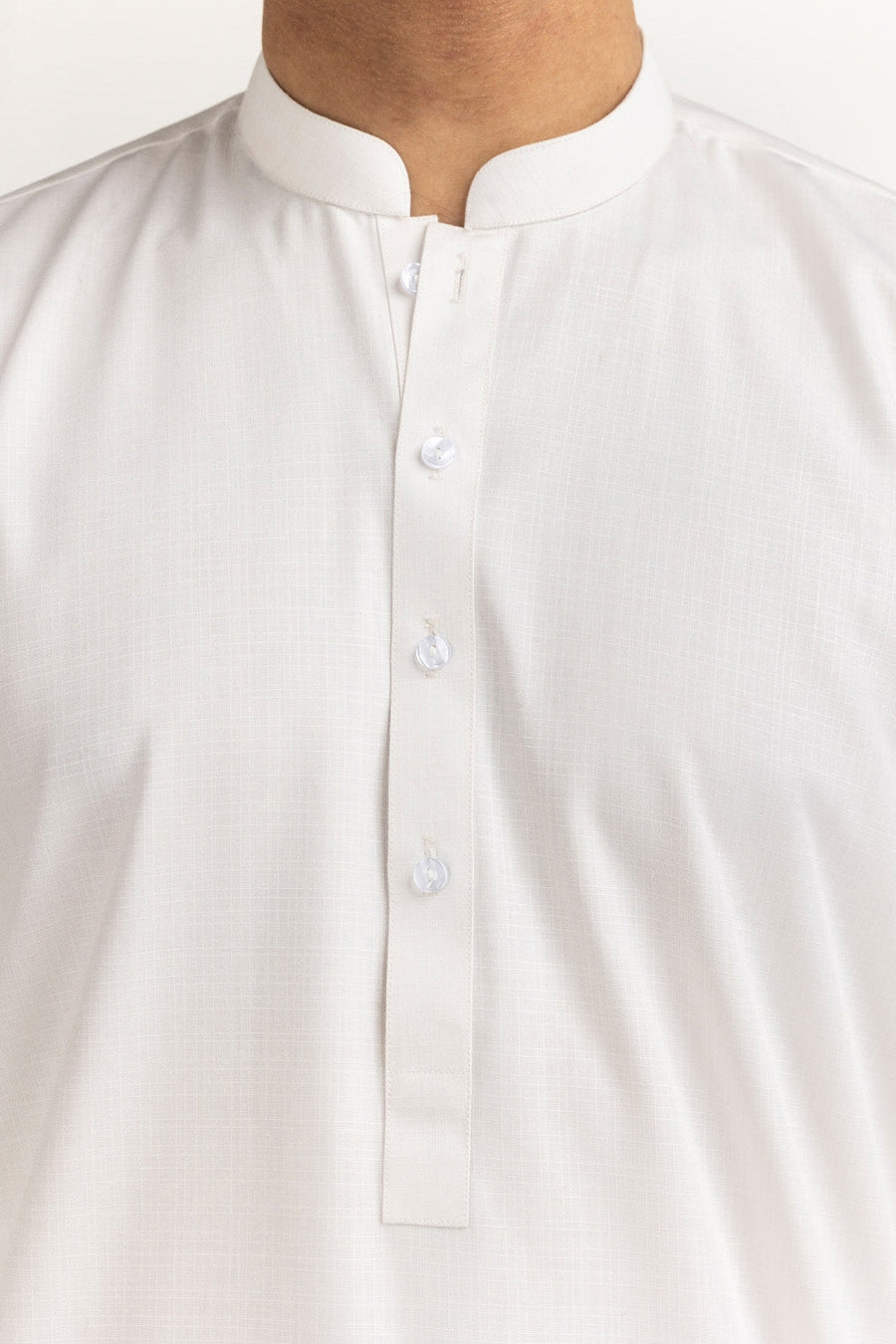 Off-White Silk Linen 2-Piece Men's Kurta | Mandarin Collar