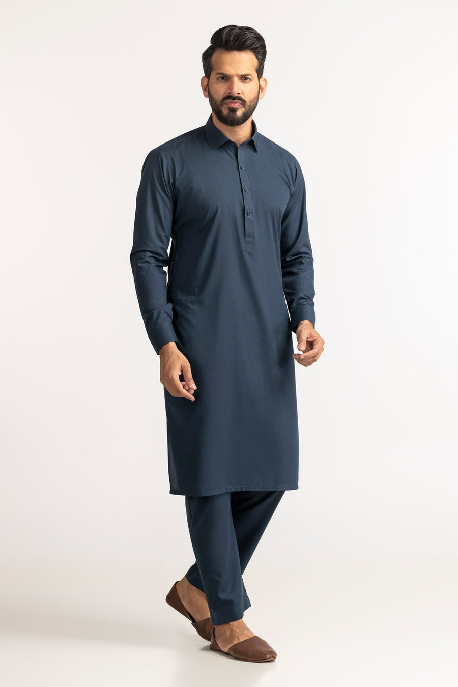Off-White Silk Linen 2-Piece Men's Kurta | Mandarin Collar