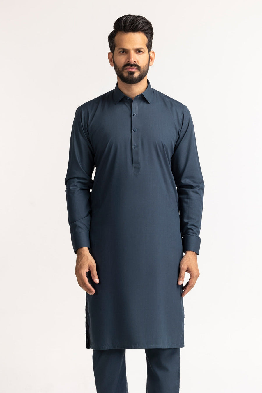 Off-White Silk Linen 2-Piece Men's Kurta | Mandarin Collar