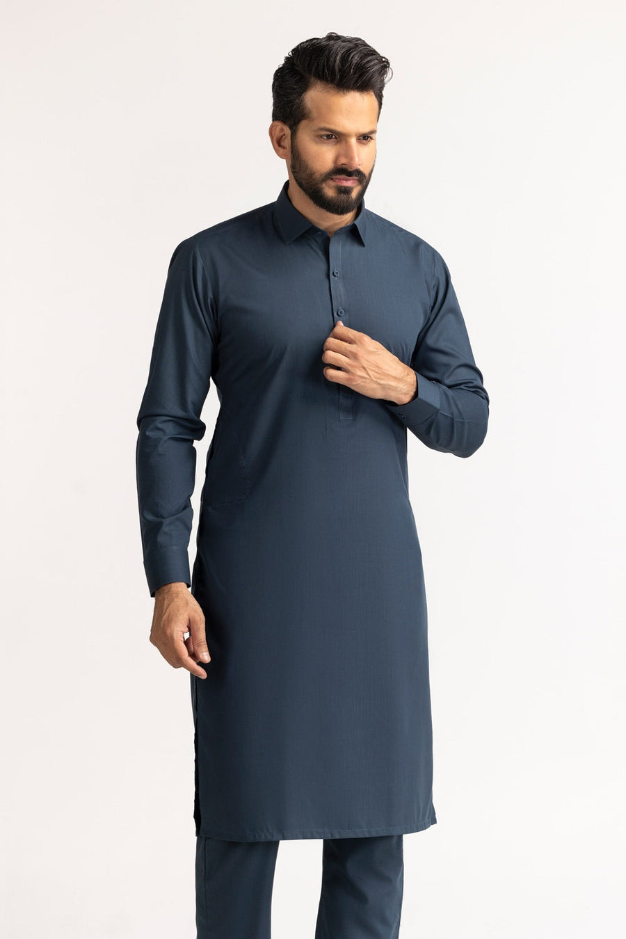 Off-White Silk Linen 2-Piece Men's Kurta | Mandarin Collar
