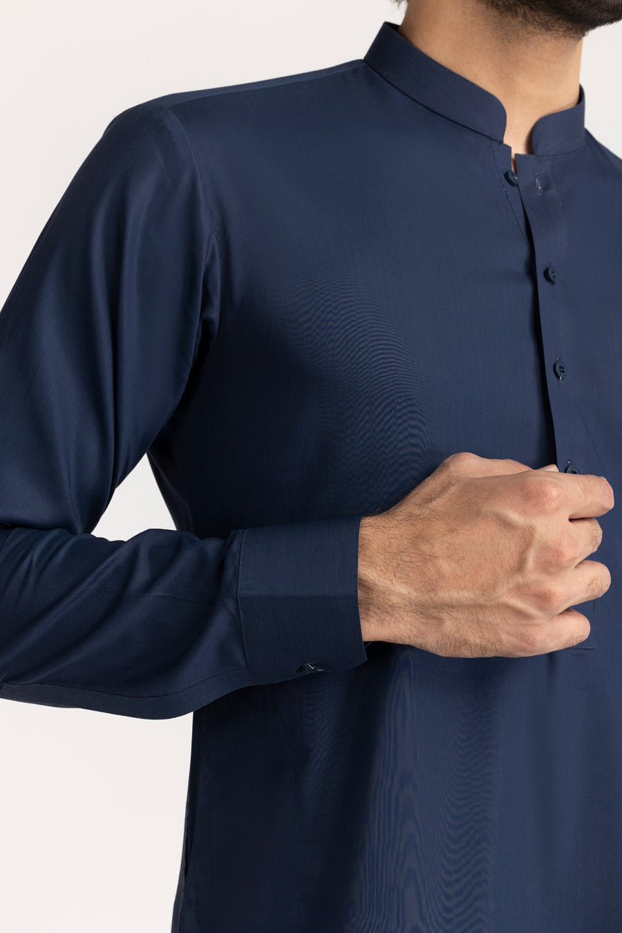 Ivory Mulberry Silk Blend 2-Piece Kurta | Minimalist Collar