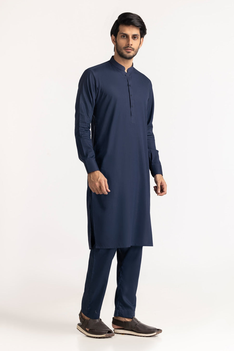 Ivory Mulberry Silk Blend 2-Piece Kurta | Minimalist Collar