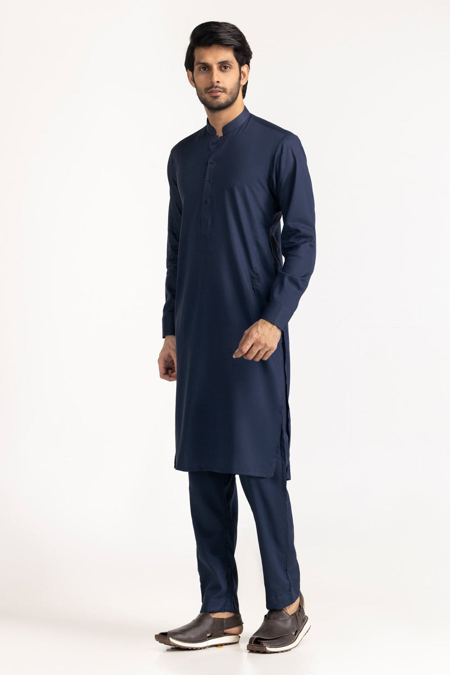 Ivory Mulberry Silk Blend 2-Piece Kurta | Minimalist Collar
