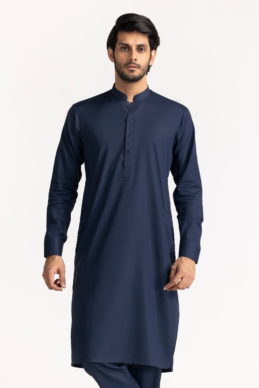 Ivory Mulberry Silk Blend 2-Piece Kurta | Minimalist Collar
