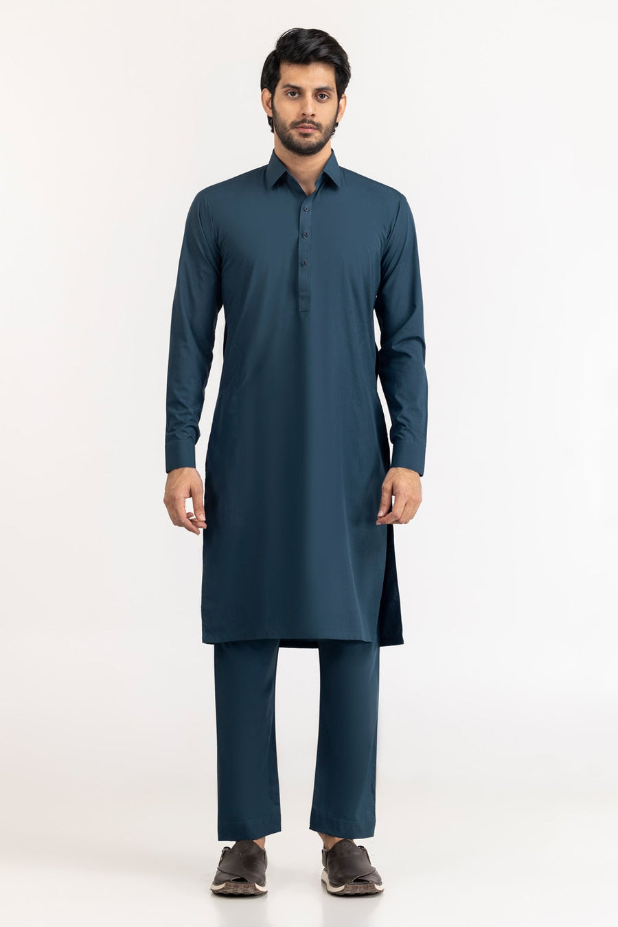 Ivory Mulberry Silk Blend 2-Piece Kurta | Minimalist Collar