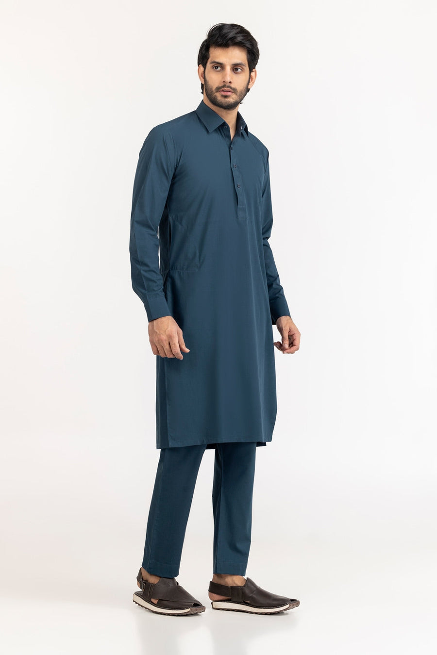 Ivory Mulberry Silk Blend 2-Piece Kurta | Minimalist Collar