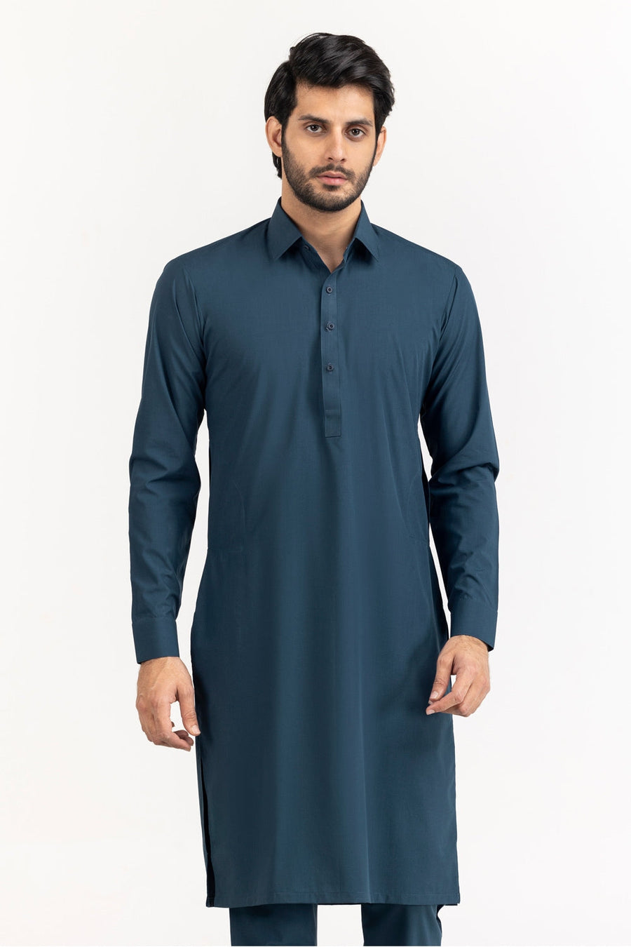 Ivory Mulberry Silk Blend 2-Piece Kurta | Minimalist Collar