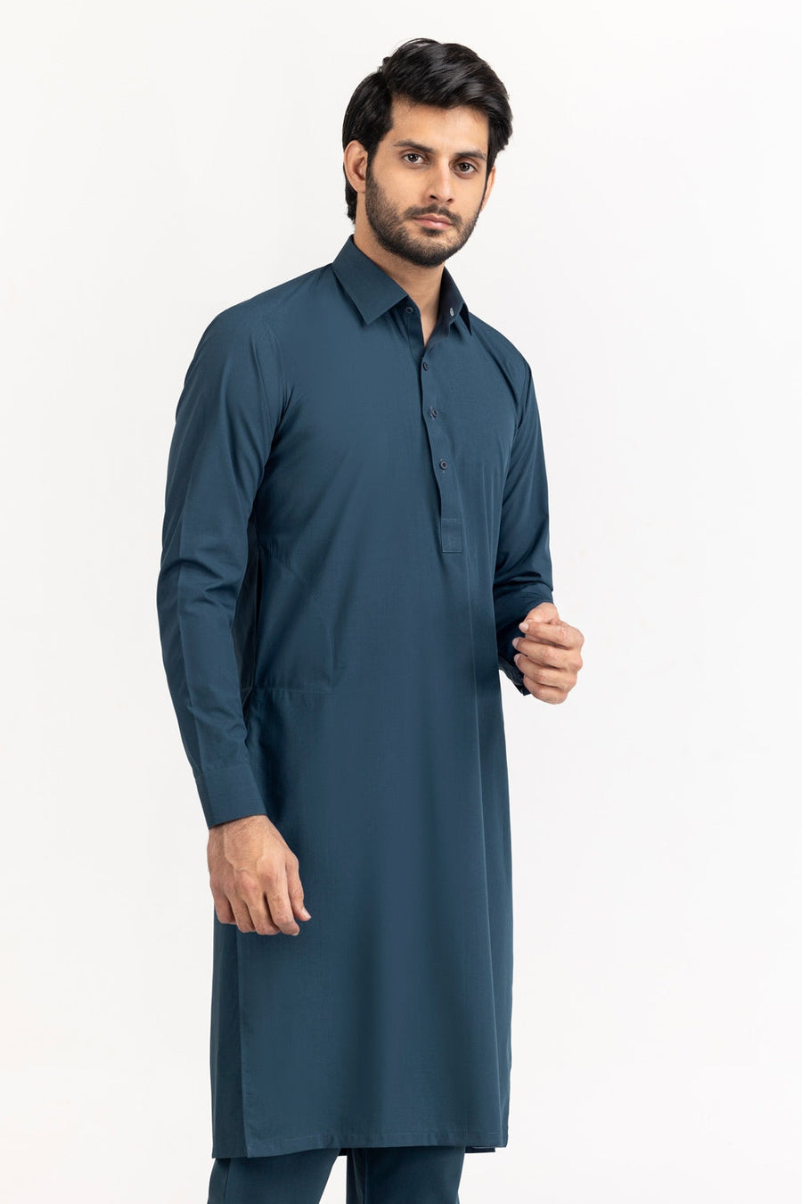 Ivory Mulberry Silk Blend 2-Piece Kurta | Minimalist Collar