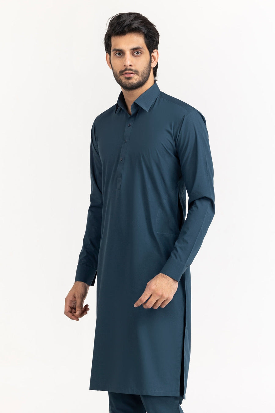 Ivory Mulberry Silk Blend 2-Piece Kurta | Minimalist Collar