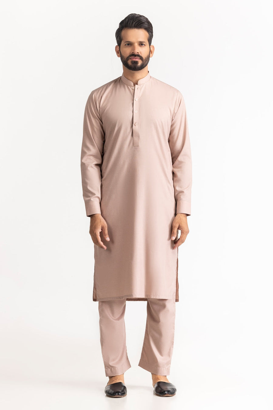 Ivory Mulberry Silk Blend 2-Piece Kurta | Minimalist Collar