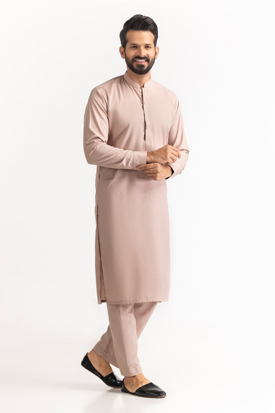 Ivory Mulberry Silk Blend 2-Piece Kurta | Minimalist Collar