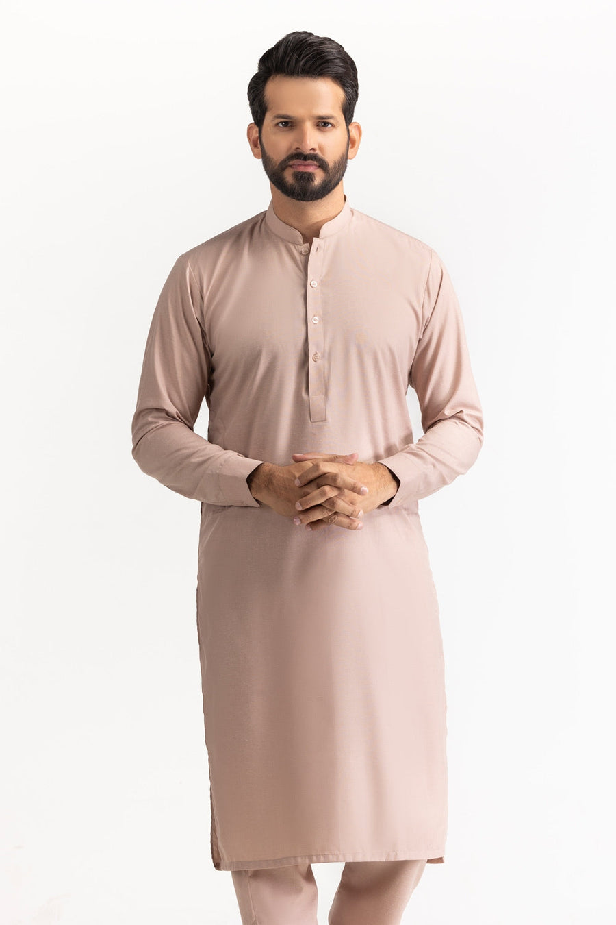 Ivory Mulberry Silk Blend 2-Piece Kurta | Minimalist Collar
