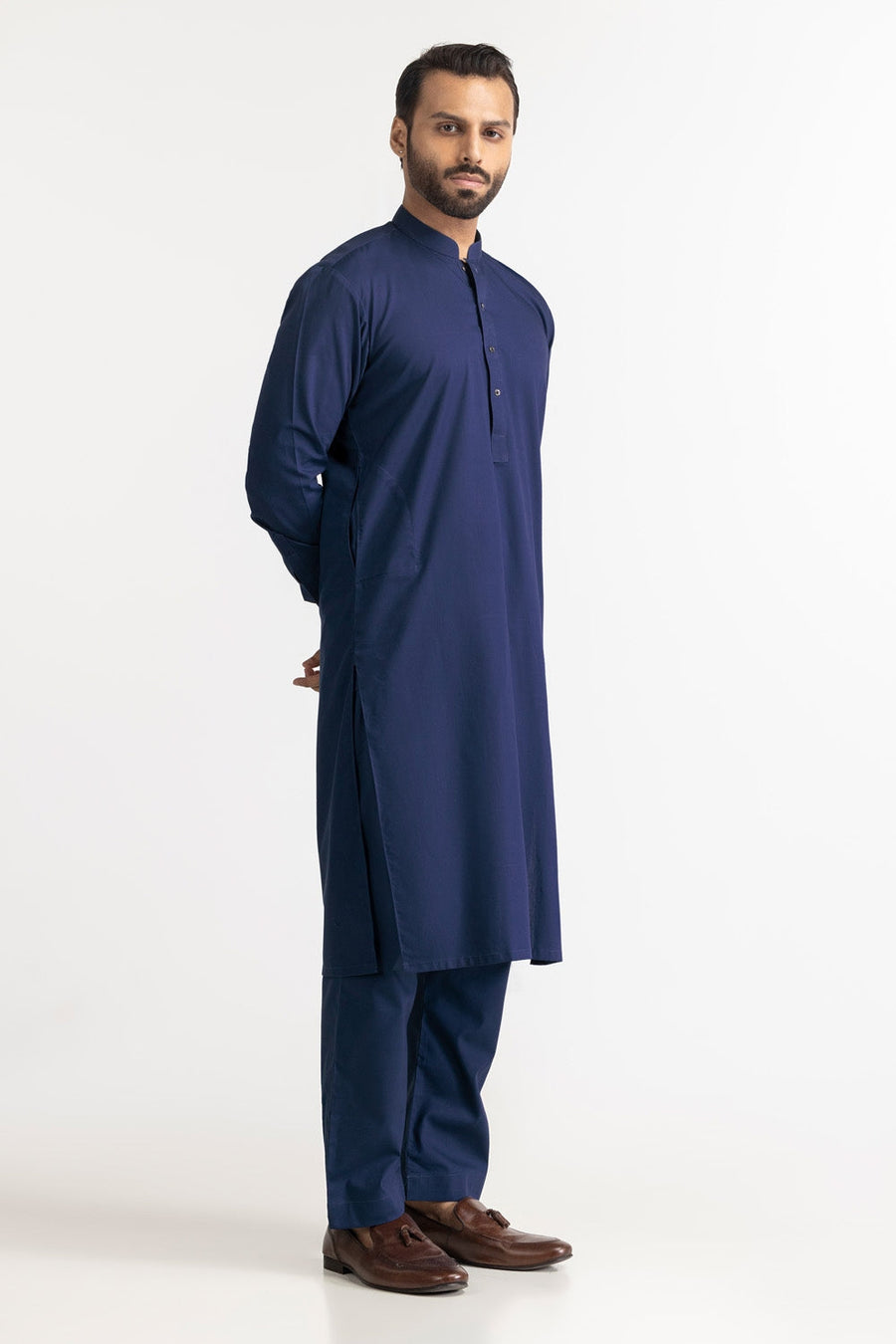 Ivory Mulberry Silk Blend 2-Piece Kurta | Minimalist Collar